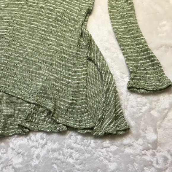 Honey Belle Women's Rayon Blend Green Striped V-Neck Relaxed Sweater Size Large - Picture 6 of 9